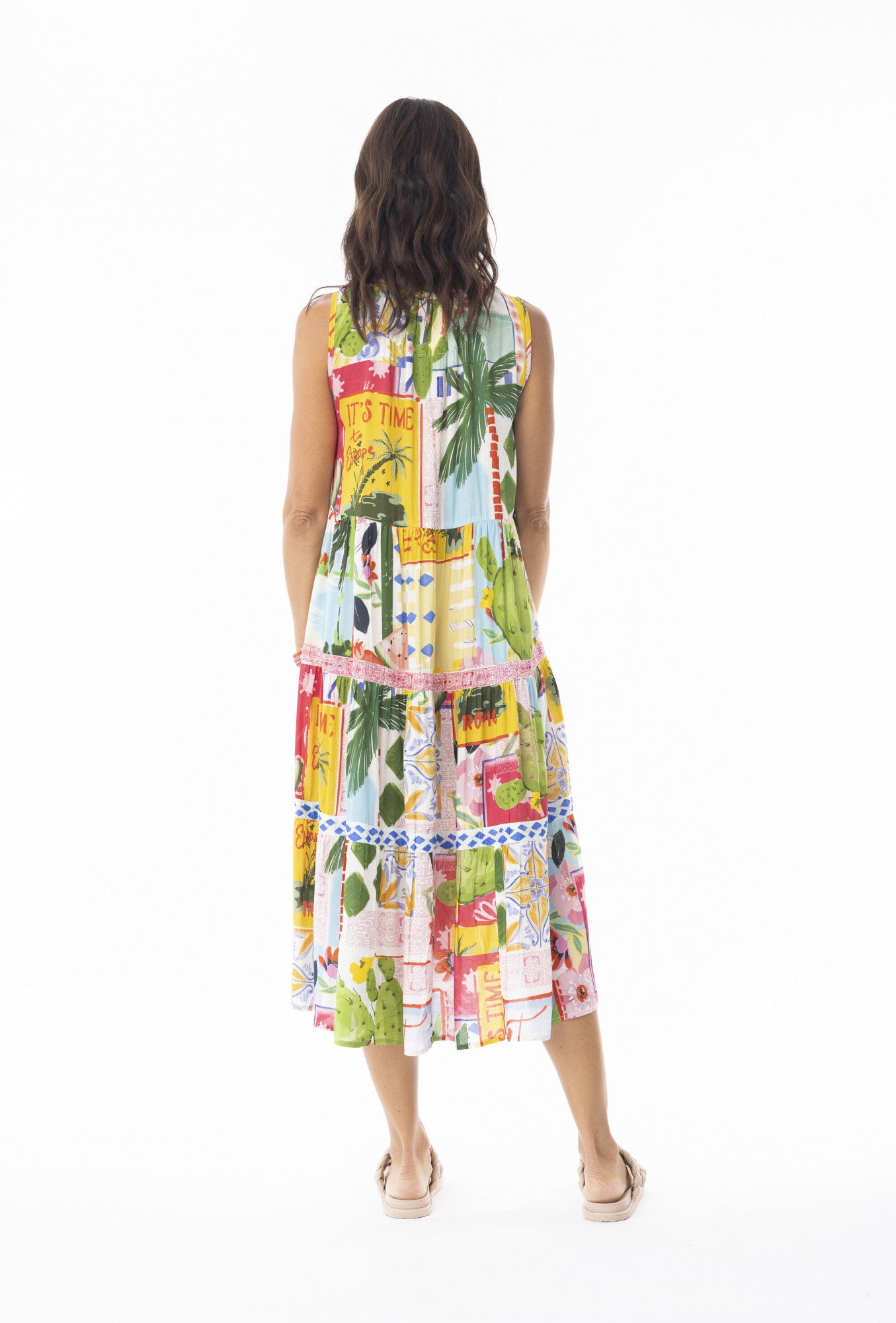 Erica Sleeveless Layered Print Dress | Escape 30118