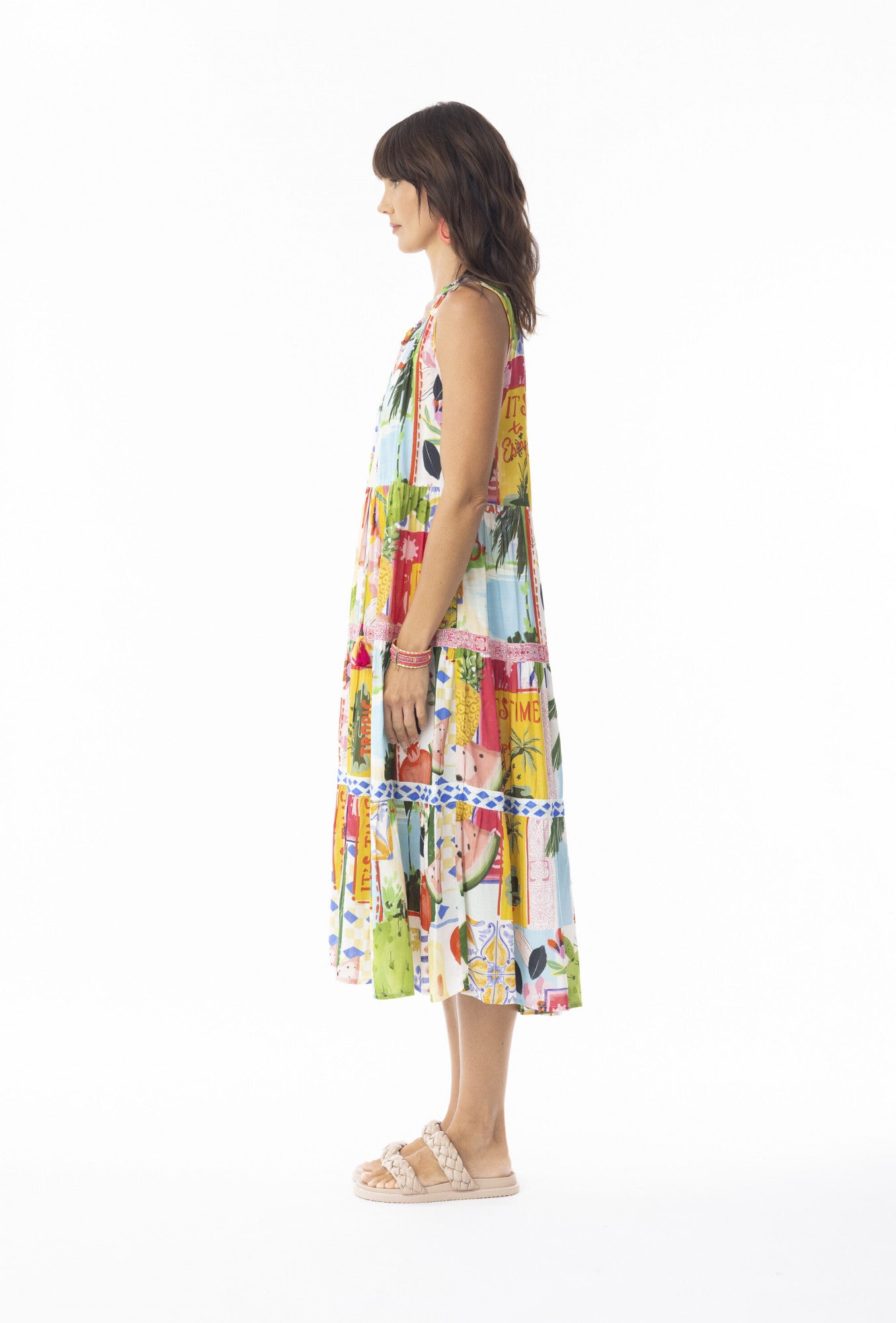 Erica Sleeveless Layered Print Dress | Escape 30118