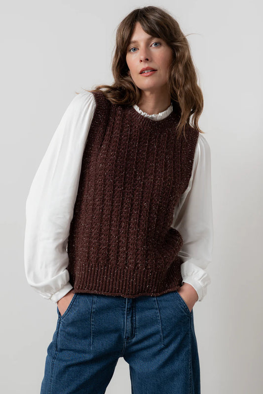 Chocolate Fleck Knit Eva Tank Top | Lily & Me LM25662