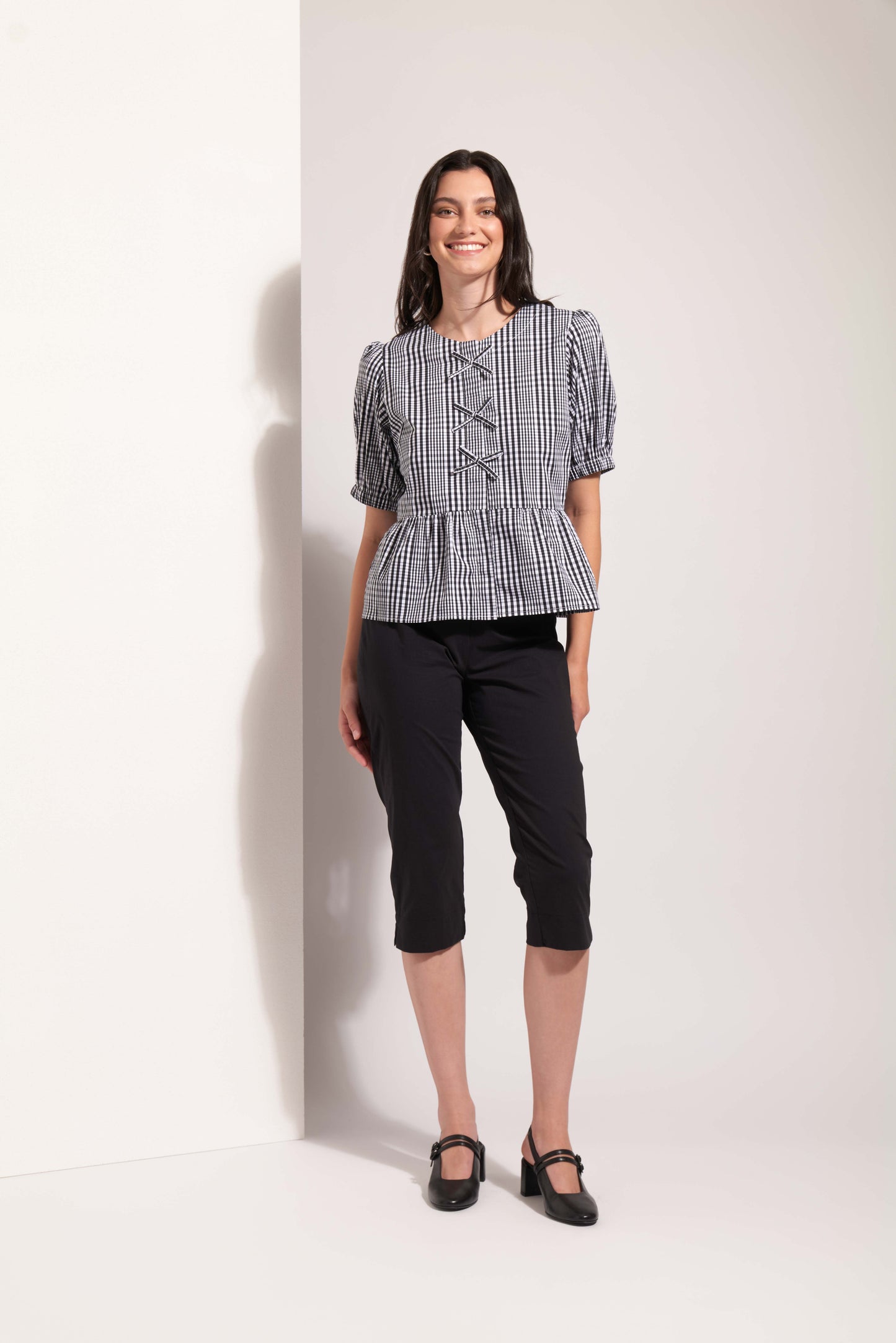 Black & White Check My Tie Top | Foil FO8204