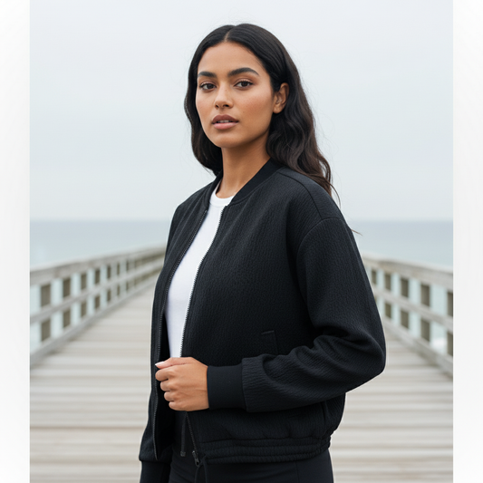 Black Jet Set Bomber Jacket | Foil FO8355