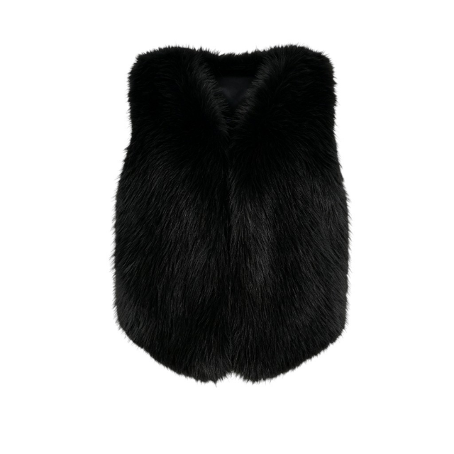 Black Faux Fur Gilet | Last True Angel LGN05B