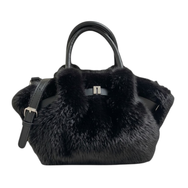 Dark Stone Faux Fur Mini Grab Bag | Last True Ange LTB14B