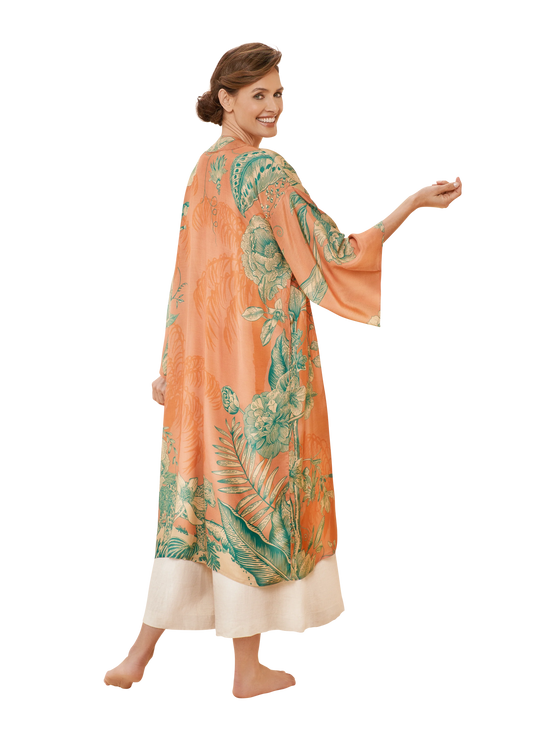 Floral Jungle Petal Kimono Gown - Powder Design