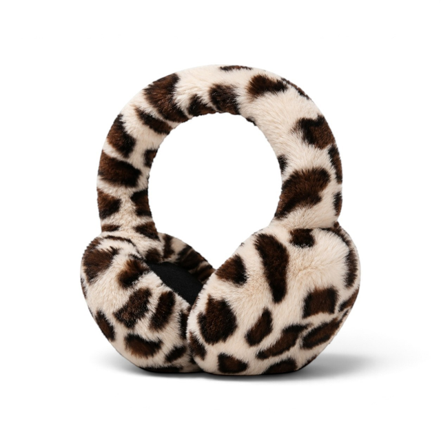 Foldable Faux Fur Ear Muffs – Pale Leopard | Last True Angel LMN03L