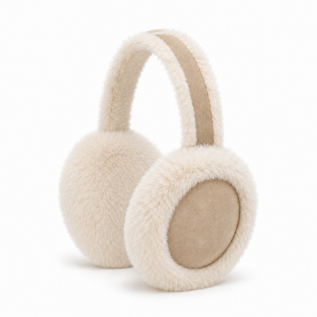 Foldable Cut Out Faux Fur Ear Muffs - Cream | Last True Angel LMN05C