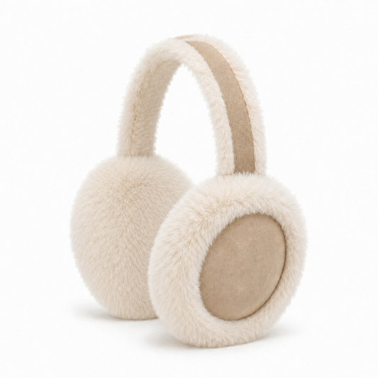 Foldable Cut Out Faux Fur Ear Muffs - Cream | Last True Angel LMN05C