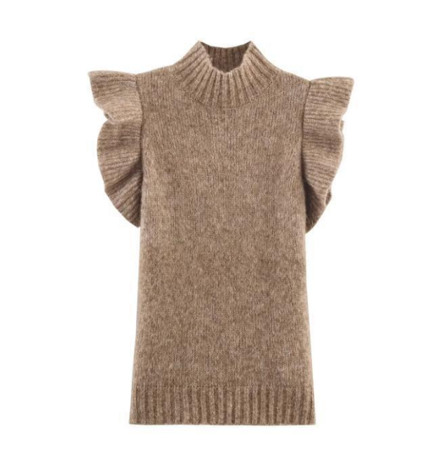 Frill Sleeve Knit in Taupe | Last True Angel