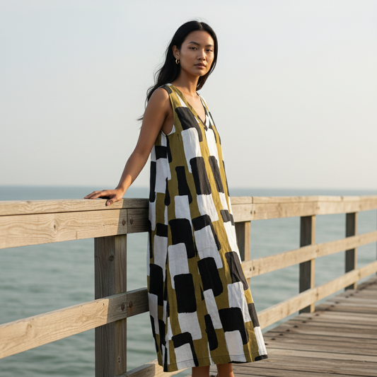 Generosity Dress in Art Box Print | Foil FO8229