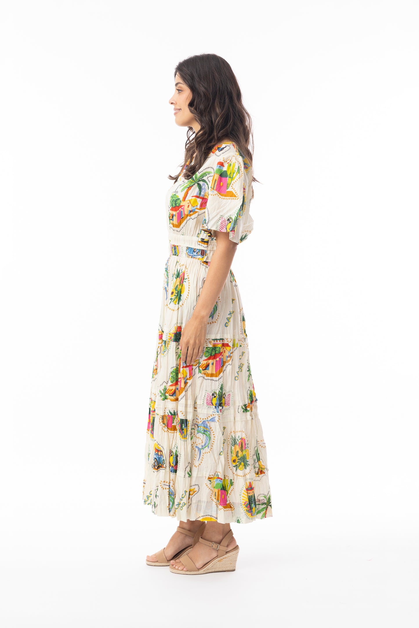 Guatemala Maxi Dress Elastic Waist | Orientique 30166
