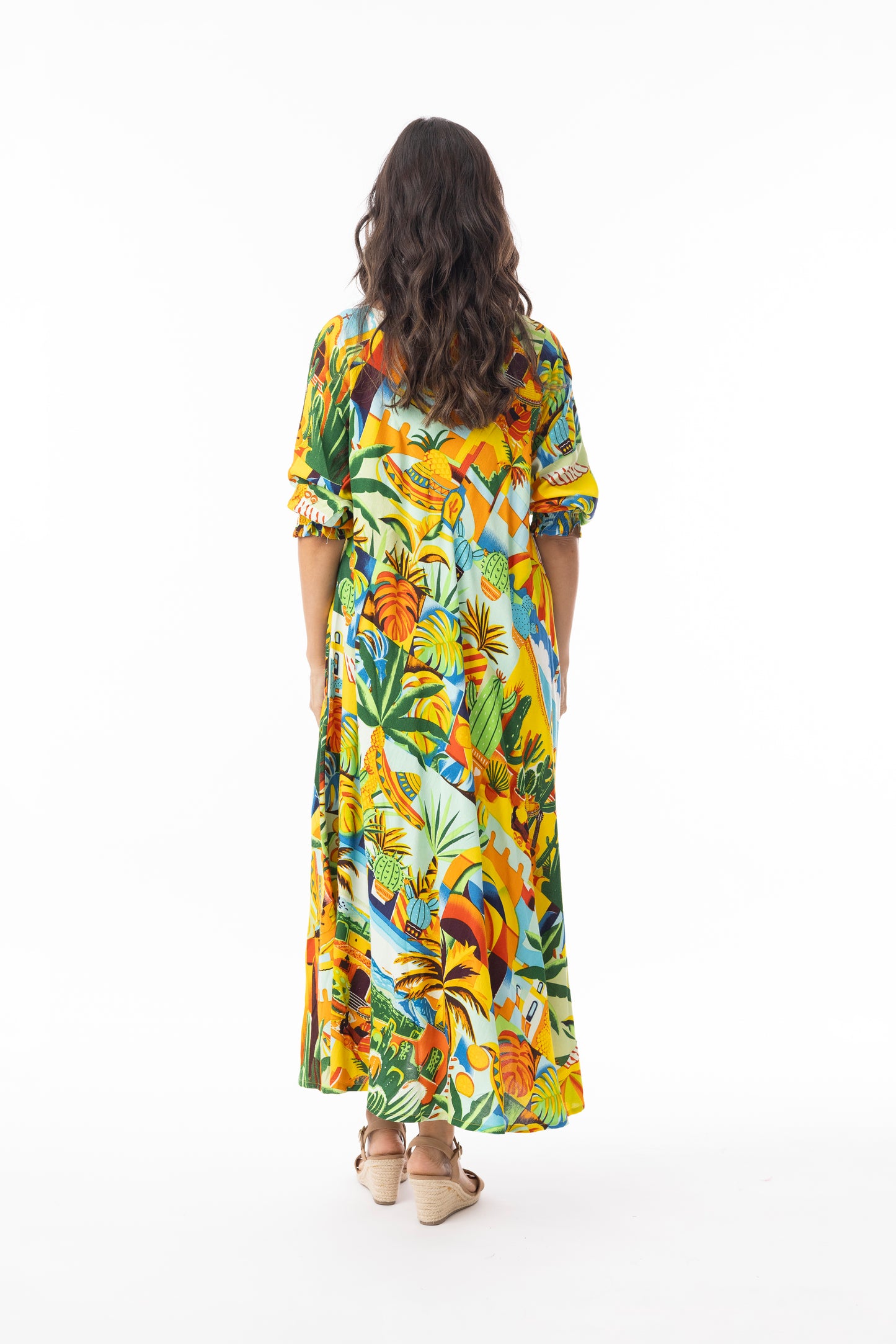 Guatemala V neck Bias Dress | Orientique 30169