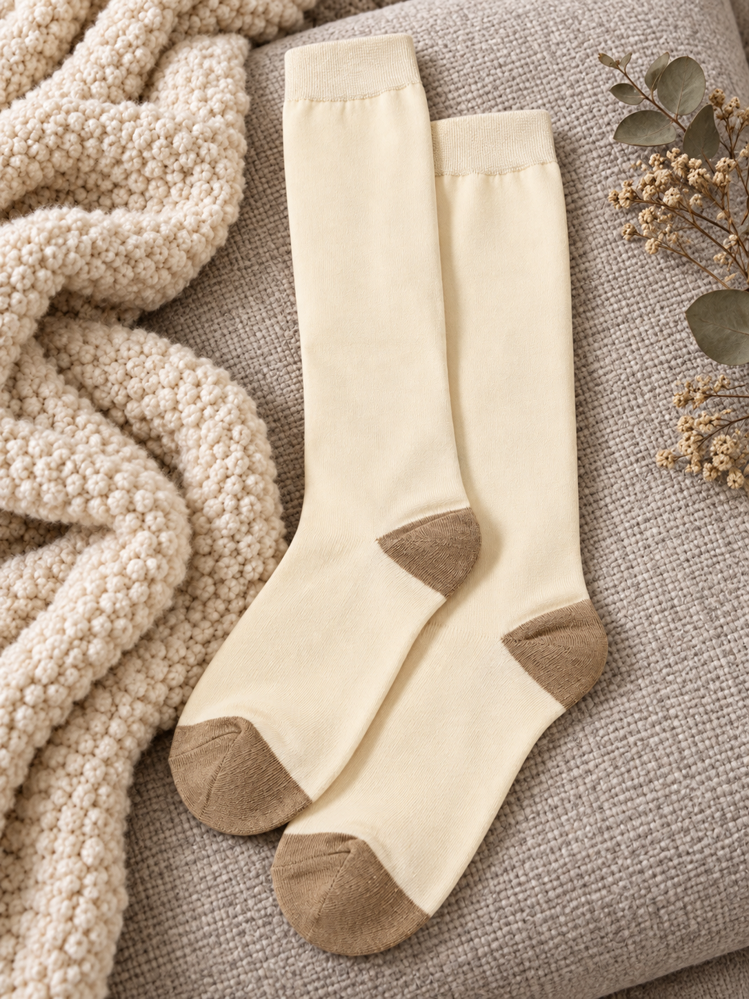 Heel Toe Sock in Ivory/Biscuit | Chalk