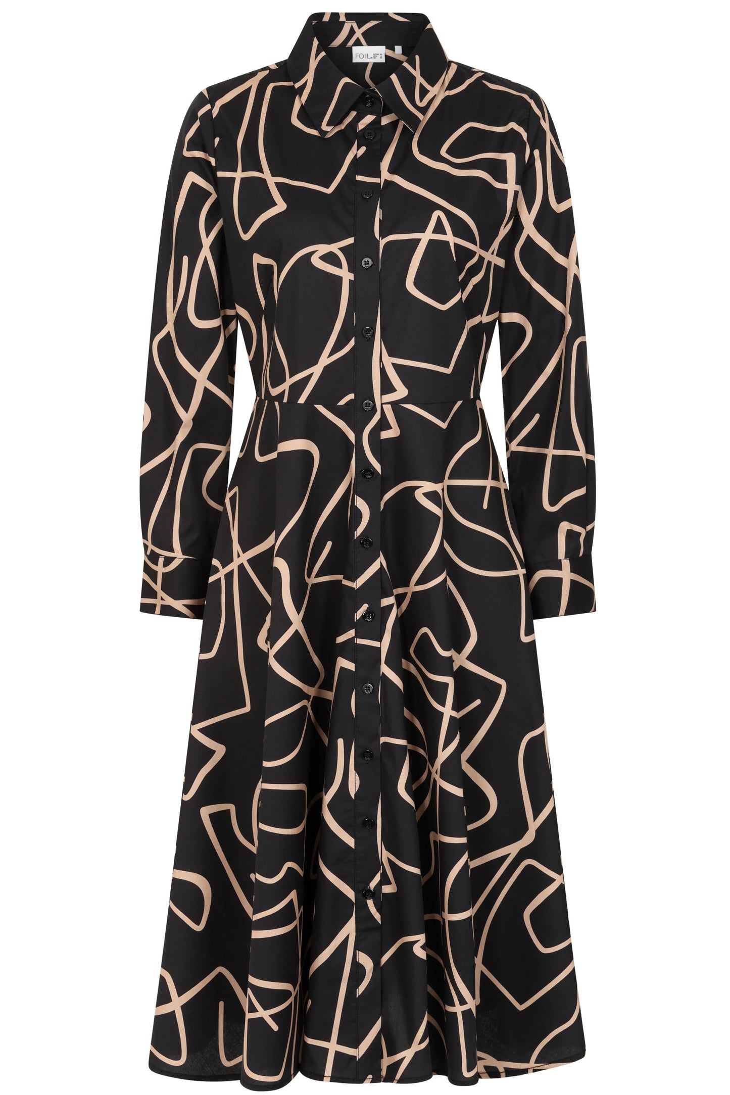Black & Beige Abstract Print Honourable Mention Dress | Foil FO8055-CNF