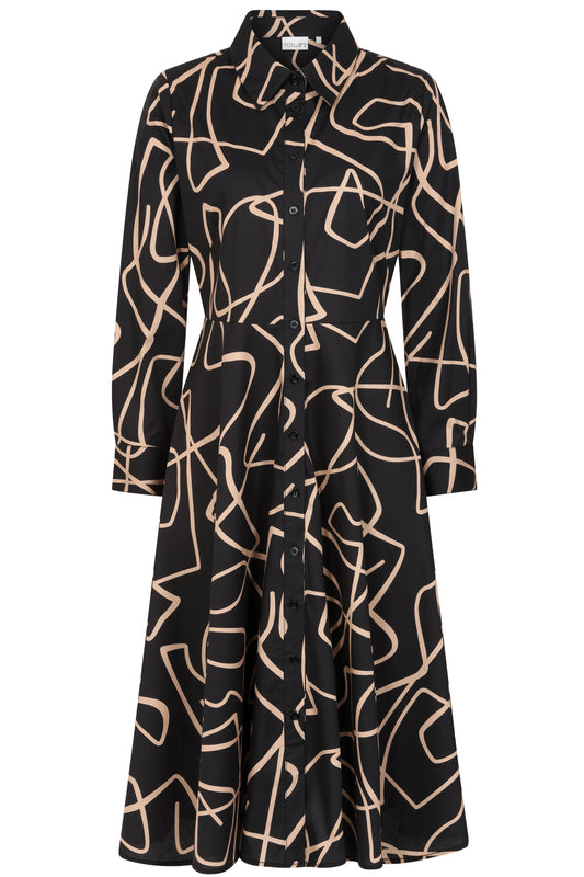 Black & Beige Abstract Print Honourable Mention Dress | Foil FO8055-CNF