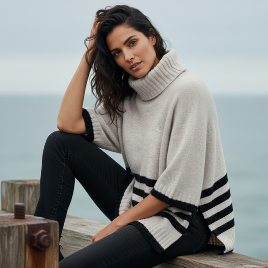 Oat/Midnight Blue Oversize Plus One Popover | Foil FO8093