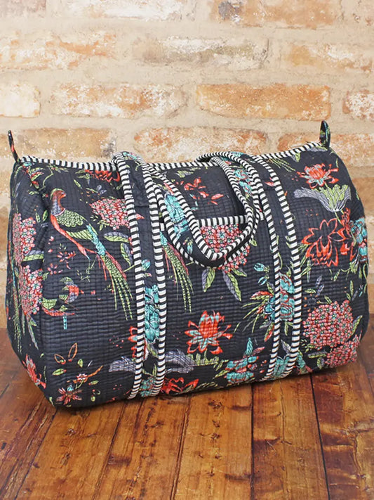 Blue Quilted Cotton Duffle Bag - JT1602BL