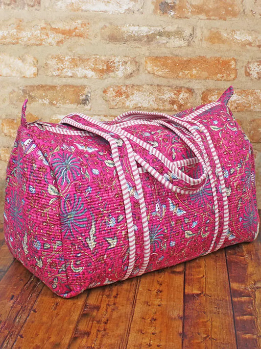 Pink Quilted Cotton Duffle Bag - JT1602PK