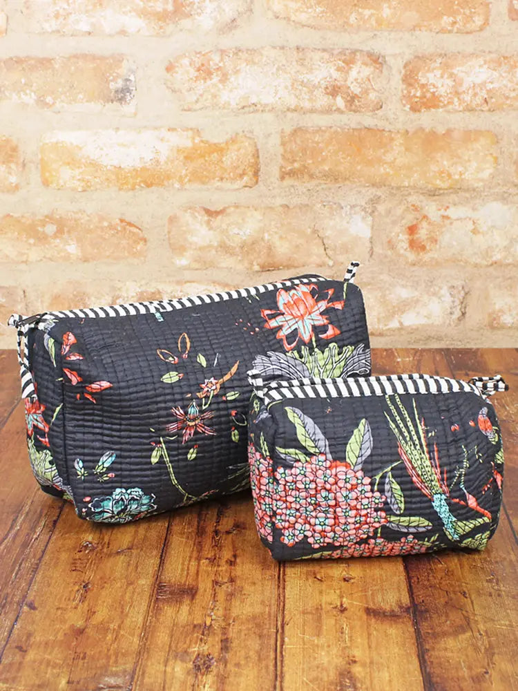 Set of 2 Blue Quilted Washbags | Suzie Blue - JT1603BL