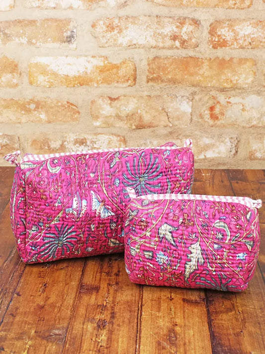 Set of 2 Pink Quilted Washbags | Suzie Blue - JT1603PK