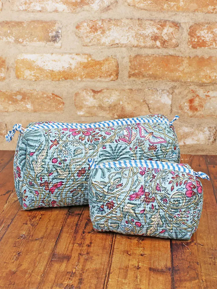 Set of 2 Turquoise Quilted Washbags | Suzie Blue - JT1603TU