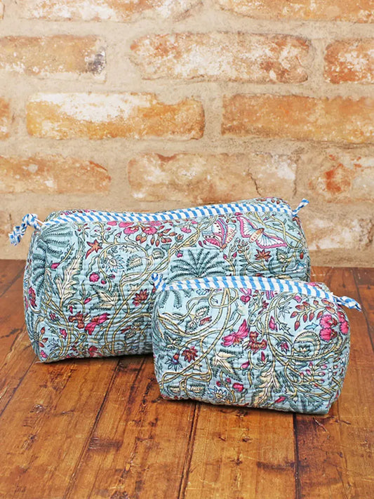 Set of 2 Turquoise Quilted Washbags | Suzie Blue - JT1603TU