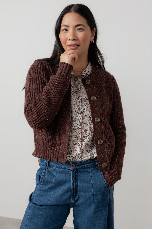 Chocolate Fleck Knit June Rib Cardigan | Lily & Me LM25663