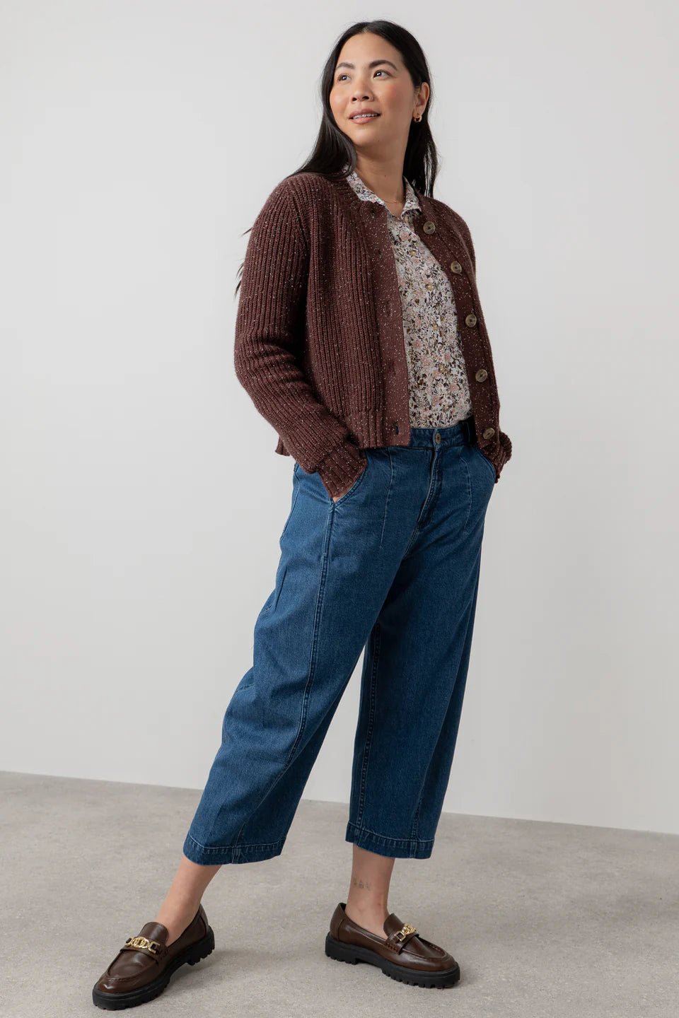 Chocolate Fleck Knit June Rib Cardigan | Lily & Me LM25663