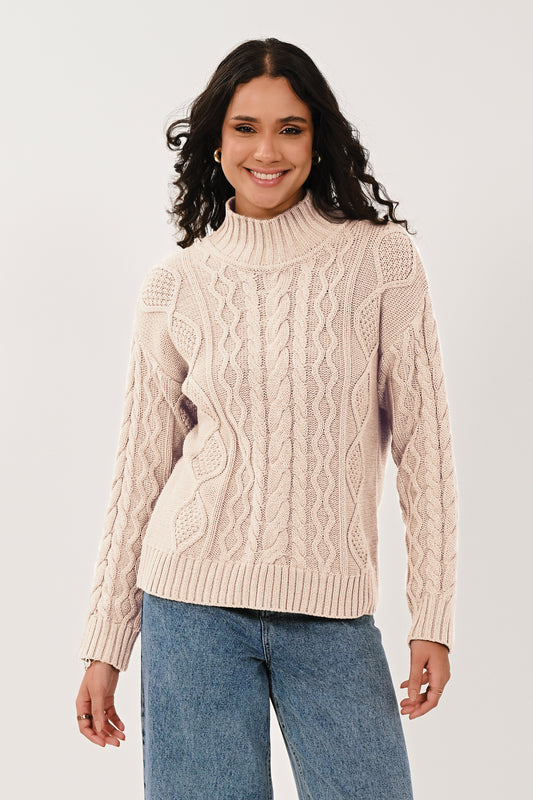 Eggshell Cotton Cable Knit Jumper | Saige by Nomads KN7127
