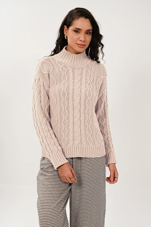 Eggshell Cotton Cable Knit Jumper | Saige by Nomads KN7127