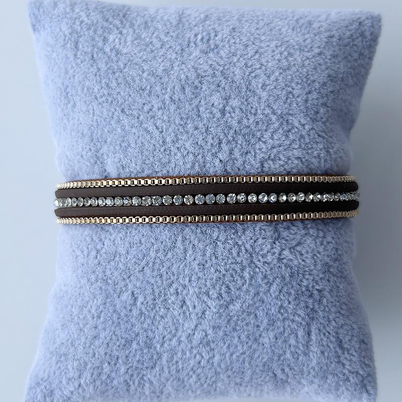 Wide Multi Row Magnetic Bracelet in Chocolate & Gold