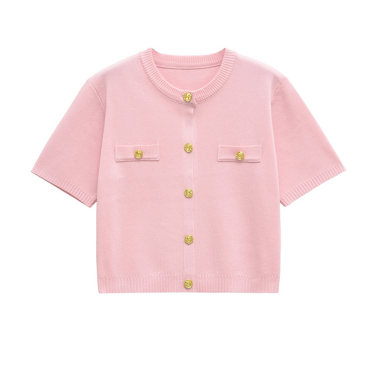 Boxy T-shirt Cardigan in Pink | Last True Angel