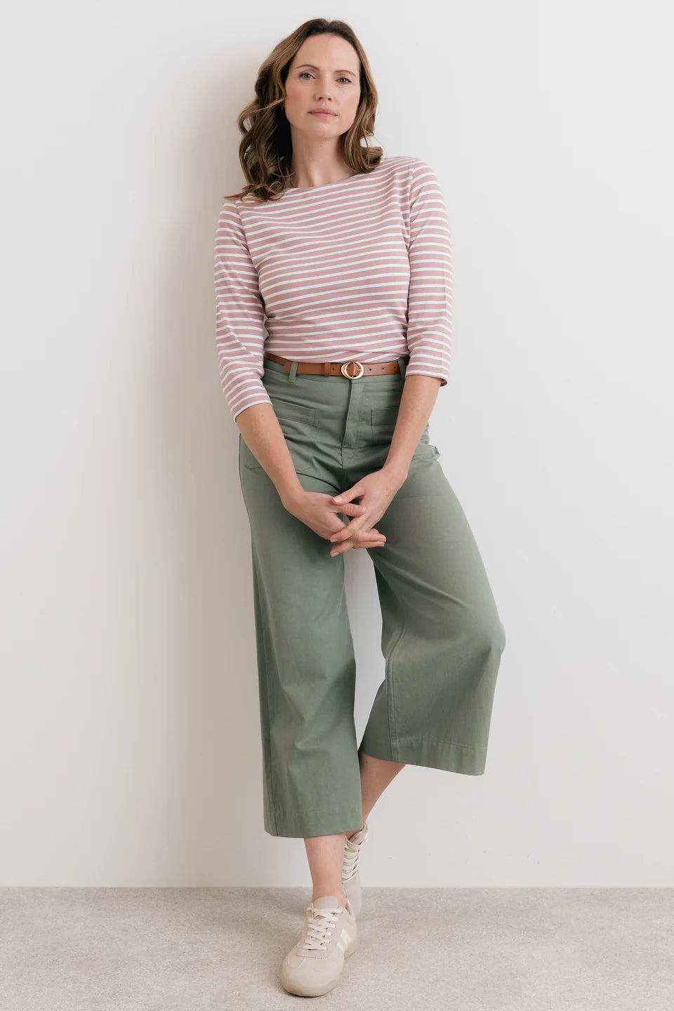 Monica Striped Organic Cotton Jersey Top Soft Pink | Lily & Me LM26034