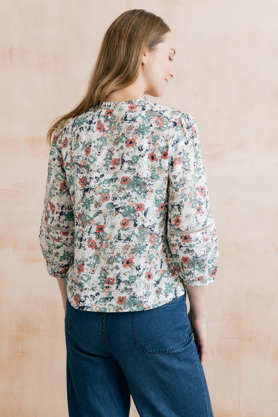 Marie Printed Pintuck Blouse - Rewild | Lily & Me LM20644