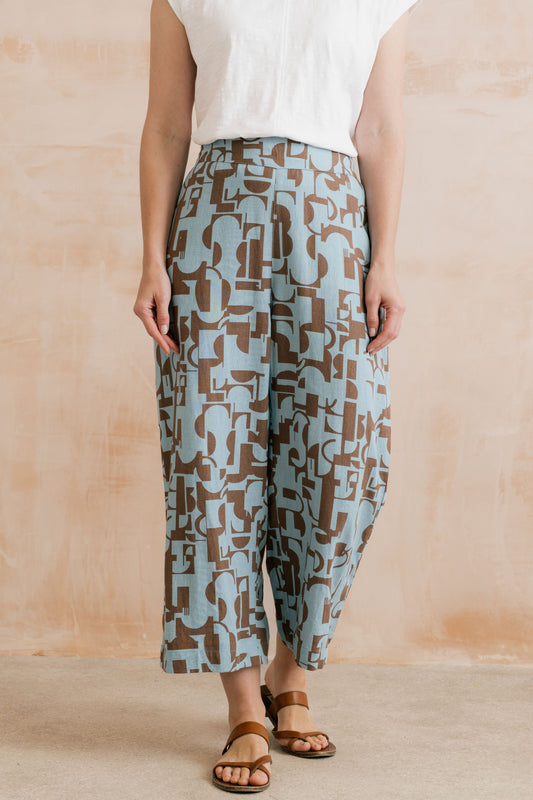 Greta Highline Print Cropped Trousers Mocha | LM26082