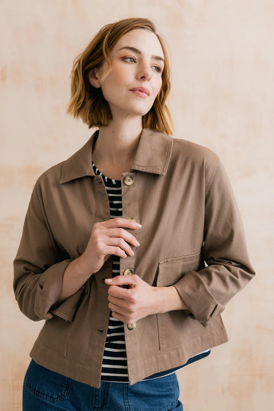 Effie Stretch Cotton Twill Jacket Mocha | Lily & Me LM26091M