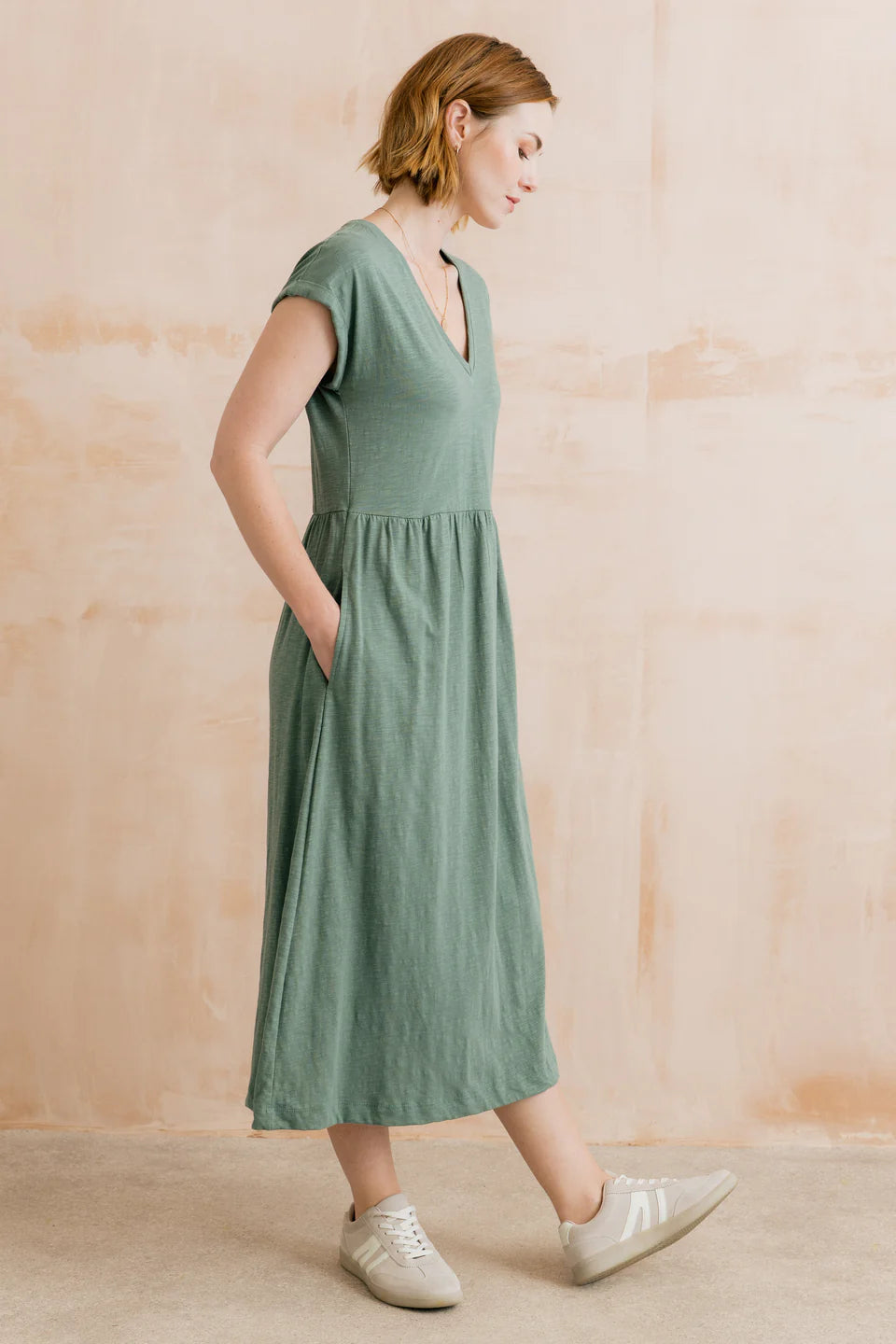 Shine Organic Cotton Jersey Dress Laurel Green | Lily & Me LM26106