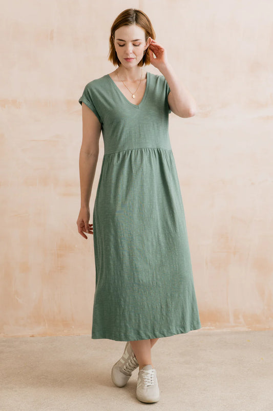 Shine Organic Cotton Jersey Dress Laurel Green | Lily & Me LM26106