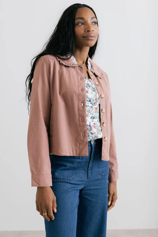 Rebecca Ruffle Collar Jacket Soft Pink | Lily & Me LM26117