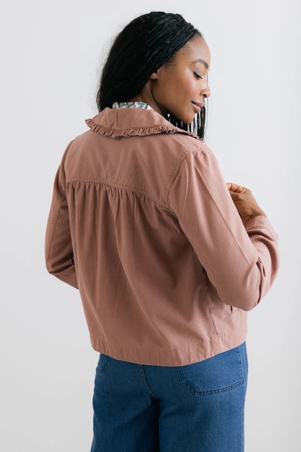 Rebecca Ruffle Collar Jacket Soft Pink | Lily & Me LM26117