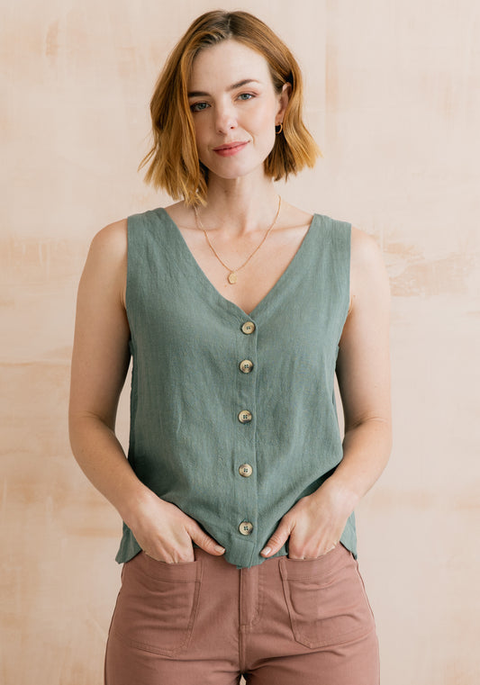 Allium Two Way Laurel Linen Vest | Lily & Me LM26122