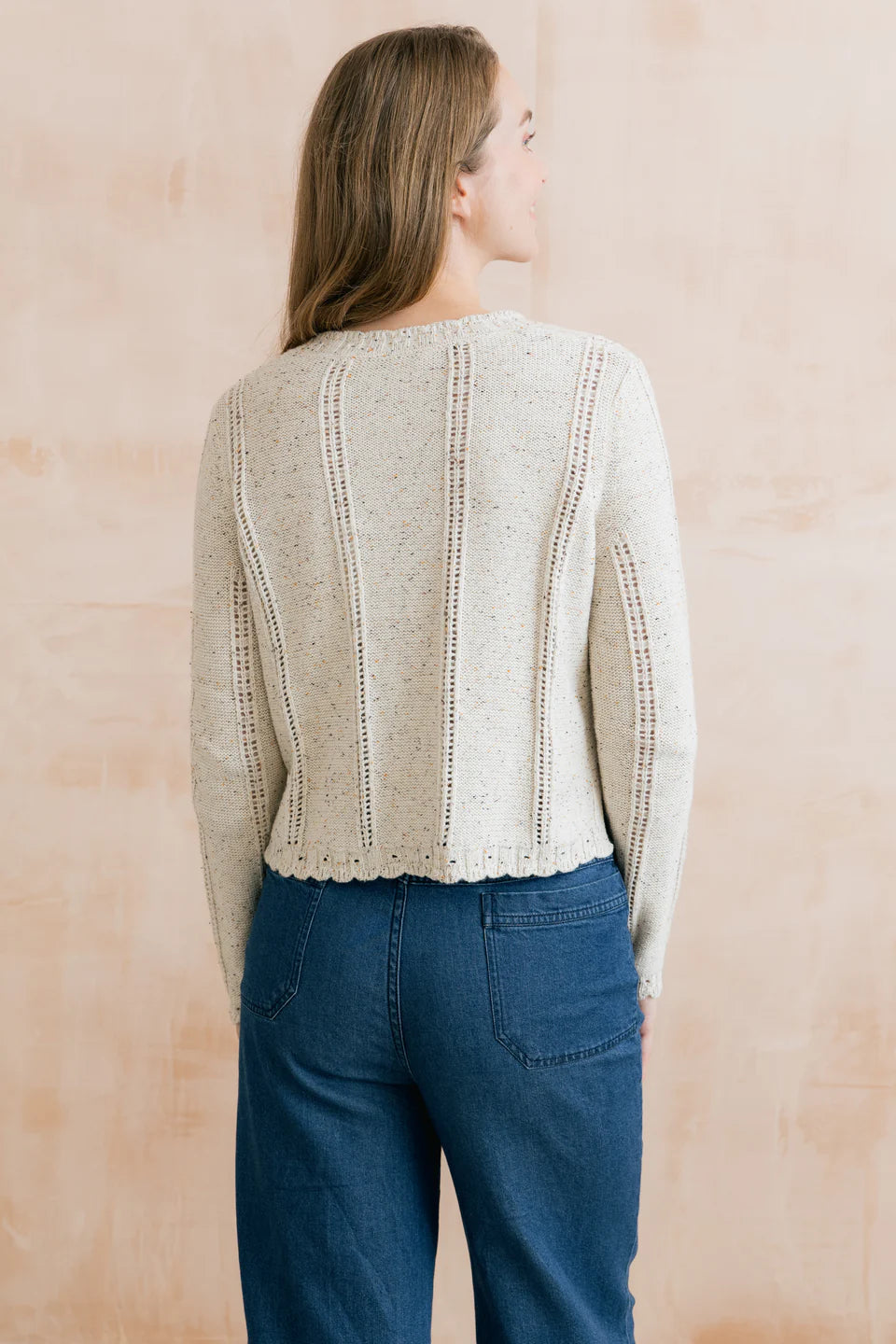 Jasmine Flecked Knit Cardigan Ecru | LM26146