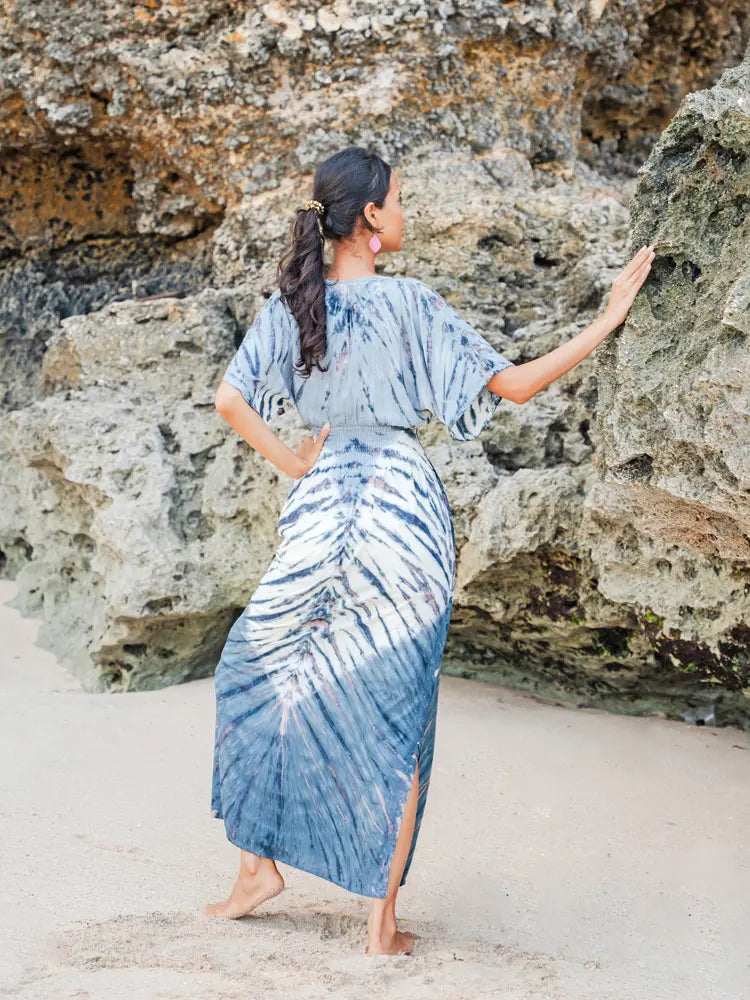 Tie Dye Maxi Dress | Suze Blue - LS1604GY