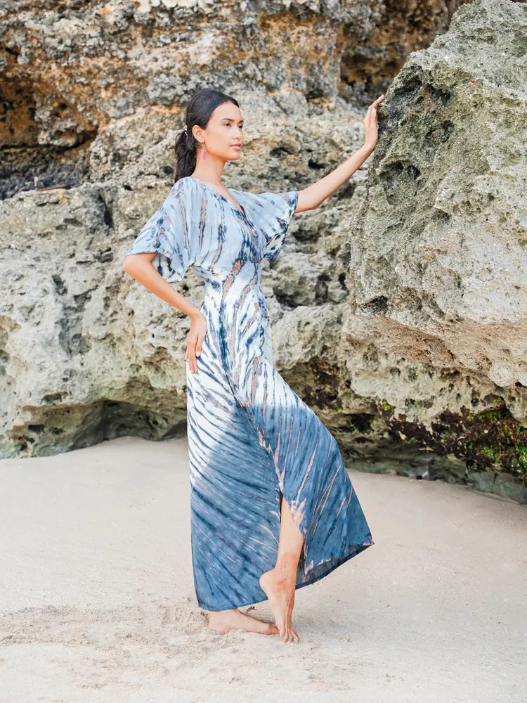 Tie Dye Maxi Dress | Suze Blue - LS1604GY