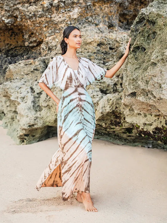 Tie Dye Maxi Dress | Suze Blue - LS1604MT