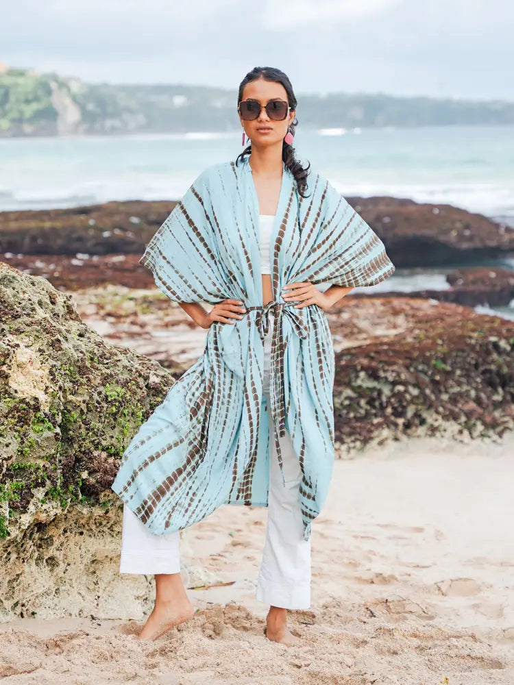 Long Tie Tye Kimono | Suzie Blue - LS1607MT