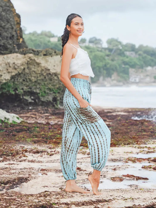 Tie Dye Bali Trousers - Mint | Suzie Blue - LS1608MT