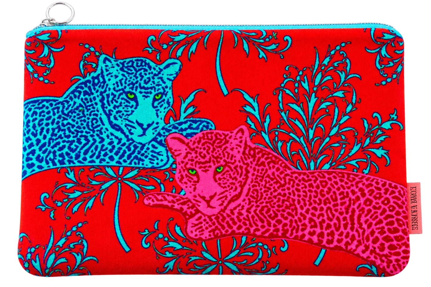 Corita Rose Lounge Leopards Large Velvet Pouch