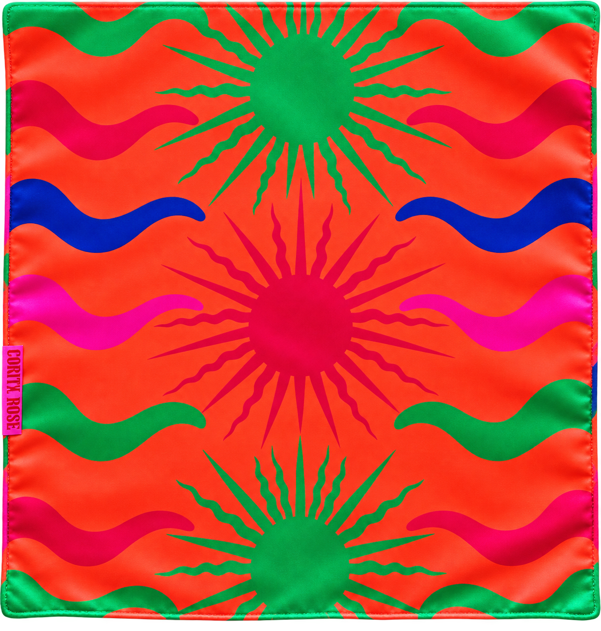 Corita Rose Orange Sun Print 100% Silk Scarf