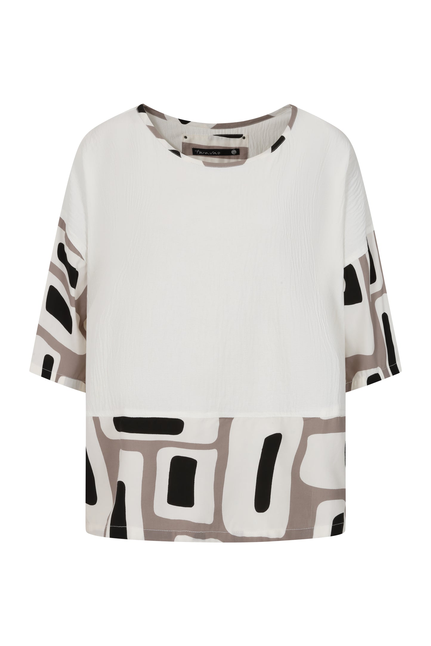 Neutral Geometric Print Trousers | Tara Vao Magali 4527