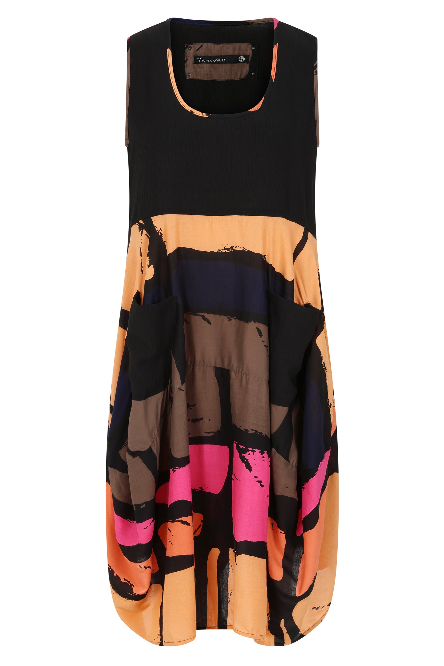 Black/Abstract Print Sleeveless Dress | Tara Vao Manna 8151
